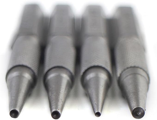 Maxmoral 4 Pieces Nail Setter Punch and Center Punch Set Heat Treated Alloy Steel with Knurled Grip 4 Sizes