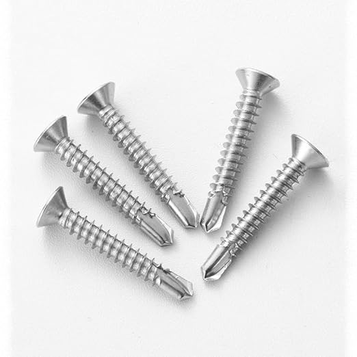 #14 x 1 (50 Pack) Flat Head Sheet Metal Screws Self-Tapping Screw Phillips Head Self Drilling Screws, 410 Stainless Steel