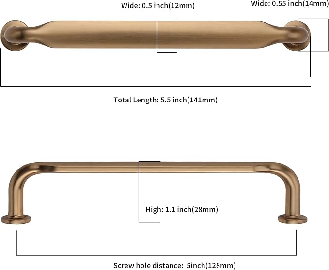 Asidrama 30 Pack 5 Inch(128mm) Champagne Bronze Kitchen Cabinet Handles, Cabinet Pulls Kitchen Cabinet Hardware for Cupboard Drawer Pulls