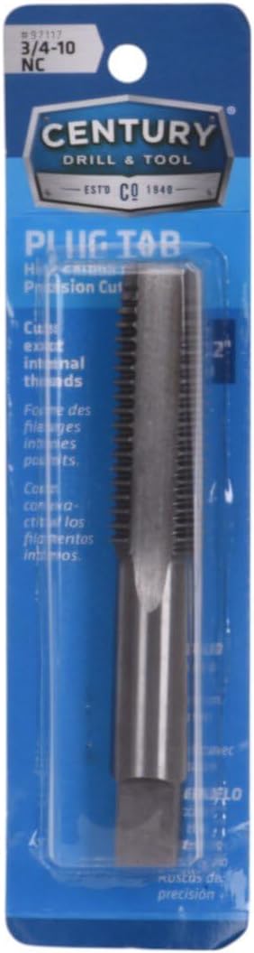 Century Drill & Tool ??97117 Carbon Steel Plug Style Tap ??쩐 -10 NC ??for Detailed Projects with Precise Control