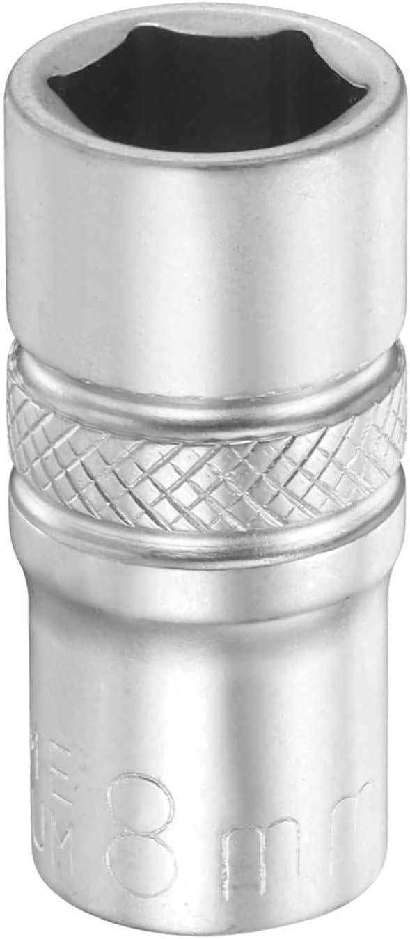 HARFINGTON 6 Points Deep Socket 1/4" Drive 8mm Deep Metric CR-V Steel Polished Nickel Plating Flip Sleeve 25mm / 1" Extra Long Socket Tool for Home Auto Nuts Bolts Repair