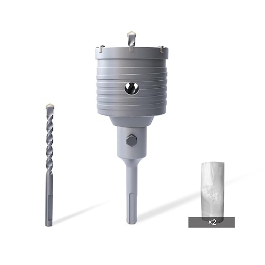 GSTK 75mm(2-15/16") Concrete Hole Saw Kit with SDS Plus Shank, Gift with 5pcs Dust Catcher, Hole Saw Cutter for Brick|Concrete| Cement |Stone.