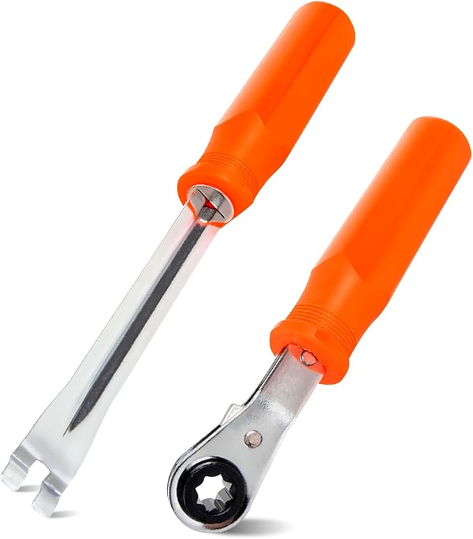 BARTOO 2PCS Automatic Slack Adjuster Tools, 5/16'' Double Square Ratcheting Wrench & Fork End Release Tool, Brake Adjustment Tool for Semi Truck, Heavy Duty Truck,Trailers