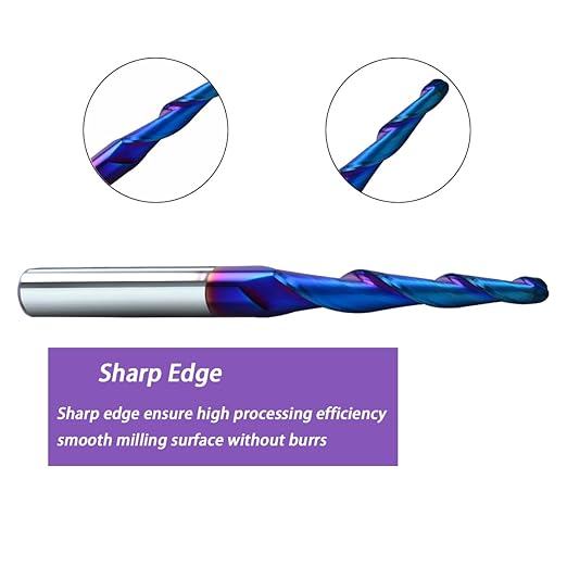 STQ336 Ballnose Upcut CNC Spiral Router Bit 1/4" Shank 2D & 3D Carving 3.6 2.4 0.1 Deg Tapered End Mill 1/4 Cutting Dia 1/8 Cutting Dia 1/16 Cutting Dia