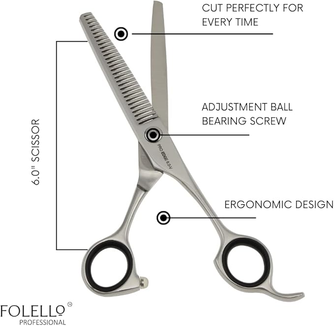 Hair Thinning Scissors ??6" Stainless Steel Blending Shears with 32 Teeth and Ball Bearing Tension Screw ??Razor Edge Thinning Tool for Barbers and Stylists