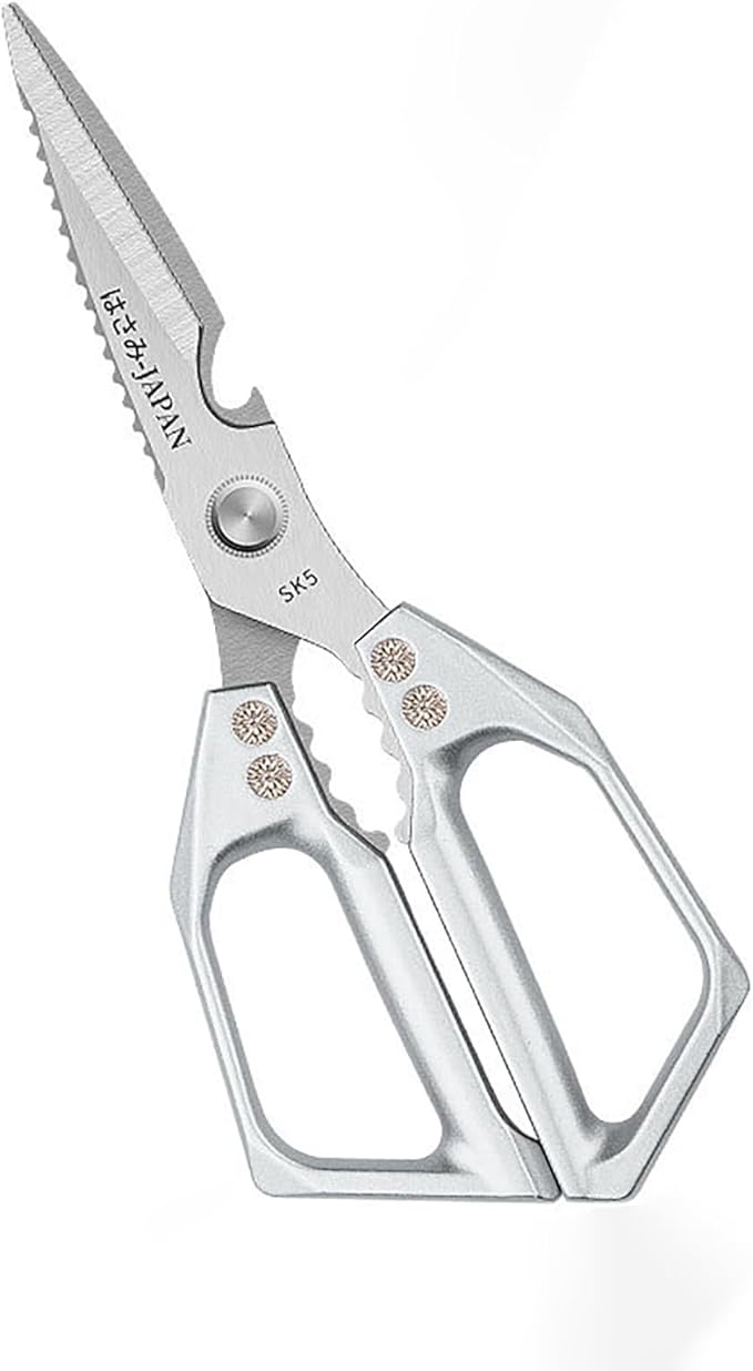 Multi-Purpose Rust Proof Kitchen Shears,Meat Scissors,Dishwasher Safe,Can be Used to Cut Vegetables, Chicken, Steak,Scrape Fish Scales, and Open Bottle Caps, etc(Silvery)