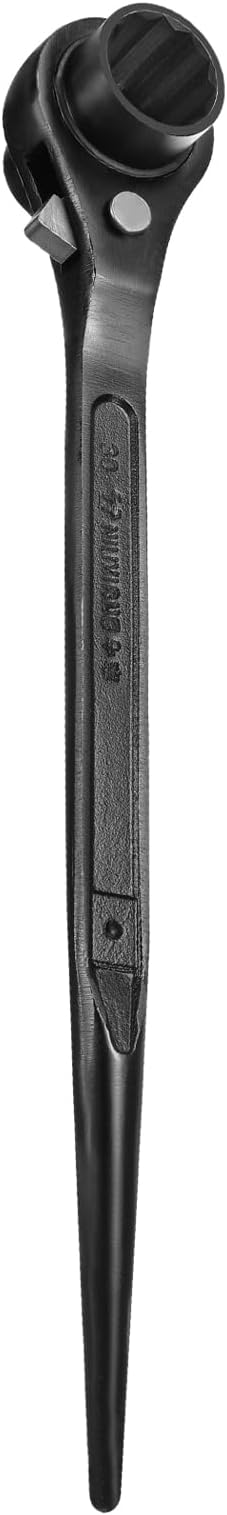 HARFINGTON Scaffolding Podger Ratchet Wrench 27mm x 30mm CR-V 12 Point Double Ended Socket Ratcheting Podger Scaffold Spud Spanner Tool for Auto Repair Mechanical Maintenance, Black