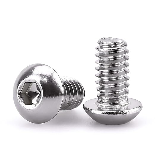 1/4-20 x 1/2" Button Head Socket Cap Bolts Screws, 304 Stainless Steel 18-8, Allen Hex Drive, Bright Finish, Fully Machine Thread, Pack of 100