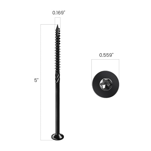 Deck Screws #14 x 5 inch, (24pcs) 1lb Heavy Duty Outdoor Wood Screws,Black Rust Resistant Epoxy Coated,Torx Drive Head,with T30 Star Bit