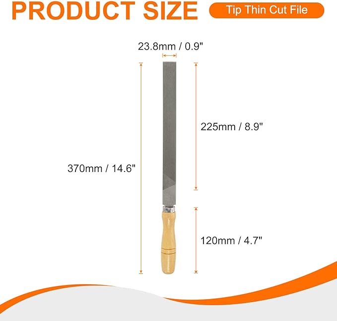 HARFINGTON 3pcs Flat Cut File 10" Double Cut Teeth High Carbon Steel Hand Rasp File with Wood Handle for Metal Wood Deburring Removing
