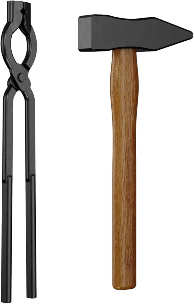 Blacksmith Tongs Set,2PCS Blacksmith Forge Kit for Beginner and Seasoned Blacksmiths, Craftsmen and Bladesmiths