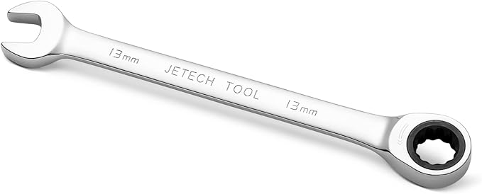 Jetech 13mm Ratcheting Combination Wrench Metric, Industrial Grade Gear Spanner with 12-Point Design 72-Tooth Ratchet, Forged and Heat-Treated Cr-V Steel,