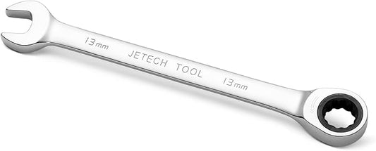 Jetech 13mm Ratcheting Combination Wrench Metric, Industrial Grade Gear Spanner with 12-Point Design 72-Tooth Ratchet, Forged and Heat-Treated Cr-V Steel,