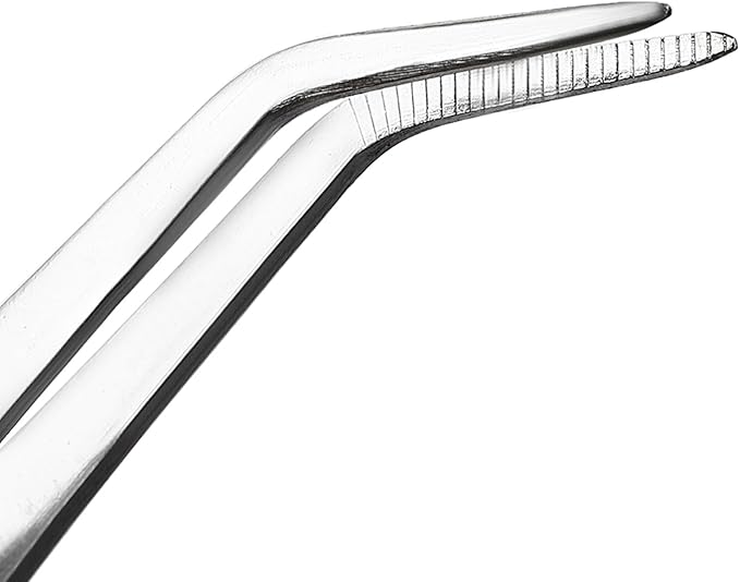 uxcell Stainless Steel Tweezers Set 7-Inch Straight Pointed & 8-Inch with with Serrated Tip