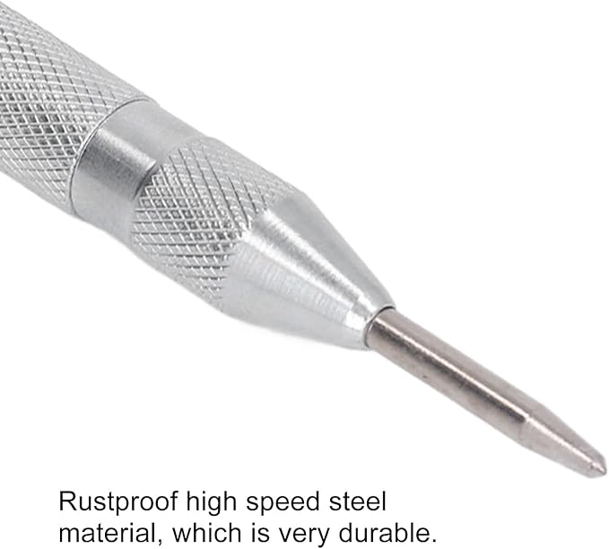Center Punch, 4Pcs 5inches Center Punch Automatic High Speed Steel Tool Set Kit for Furniture Installation Machine Maintenance (Silver)