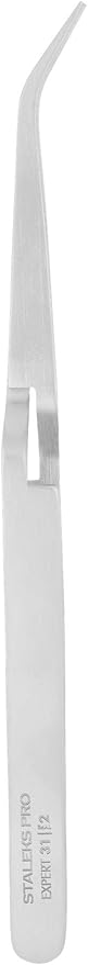 STALEKS PRO Expert 31 Type 2 Reverse Action Nail Art Tweezers (Curved) – Stainless Steel for C-Curve Clamping & Extension Modeling