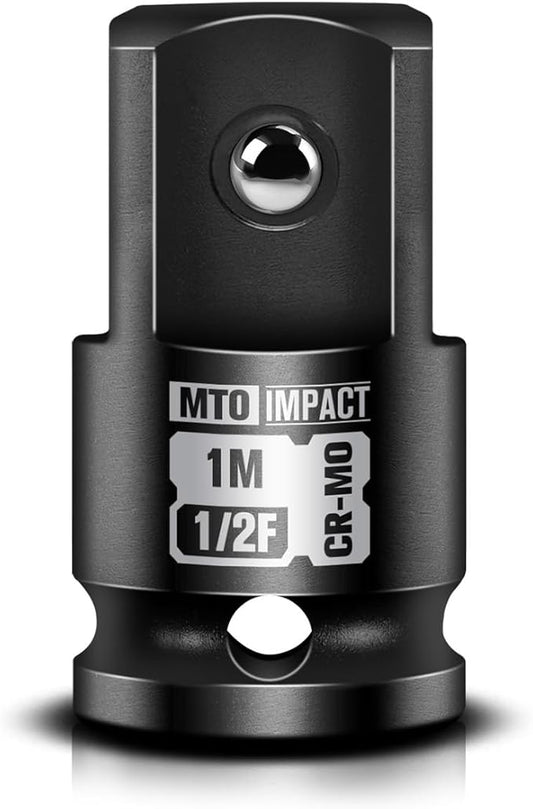 MTO 1/2" Female to 1" Male Impact Socket Adapter, 1/2-Inch Impact Socket Adapter, Chrome Molybdenum Alloy Steel, for Impact Wrench & Ratchet Use