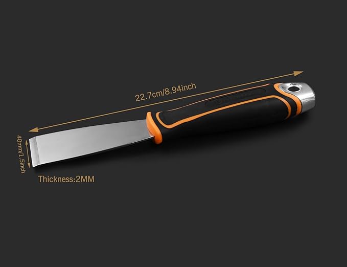 ROLLINGDOG 1.5 Inch Stiff Putty Knife - Stainless Steel Chisel Paint Scraper Tool for Wallpaper Stripping
