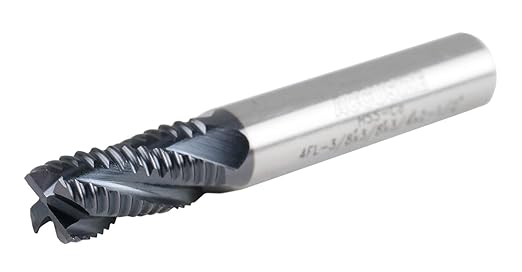 Accusize Industrial Tools Standard Tooth M42 8% Cobalt TiAlN Roughing End Mill, 3/8" Diameter, 3/8" Shank Diameter, 3/4" Flute Length, 1102-0038