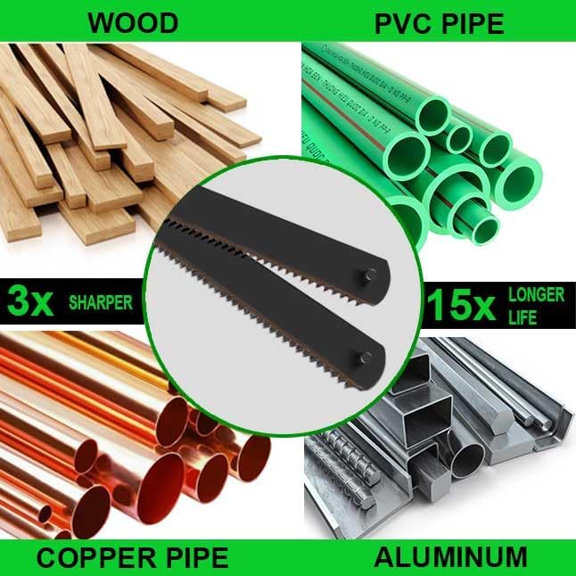 10 Pc Professional High Speed Steel Mini Hacksaw Blades, 6" / 150mm Bi-Metal HSS Blades, 24TPI, Suitable for Mini/Primary Hacksaw Frame, Cuts Wood, Metal, Plastic, PVC, Aluminum, Copper, Brass