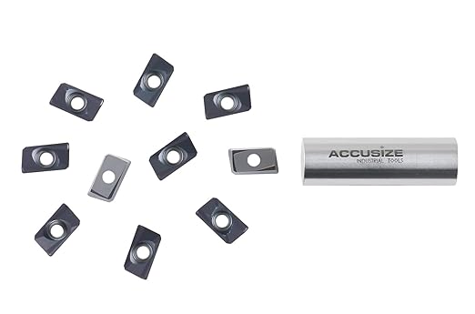 Accusize Industrial Tools APMT1604PDER-H2 PVD Coated Carbide Inserts for Machining Stainless Steel, 10 Pc Set, 1056-1604x10