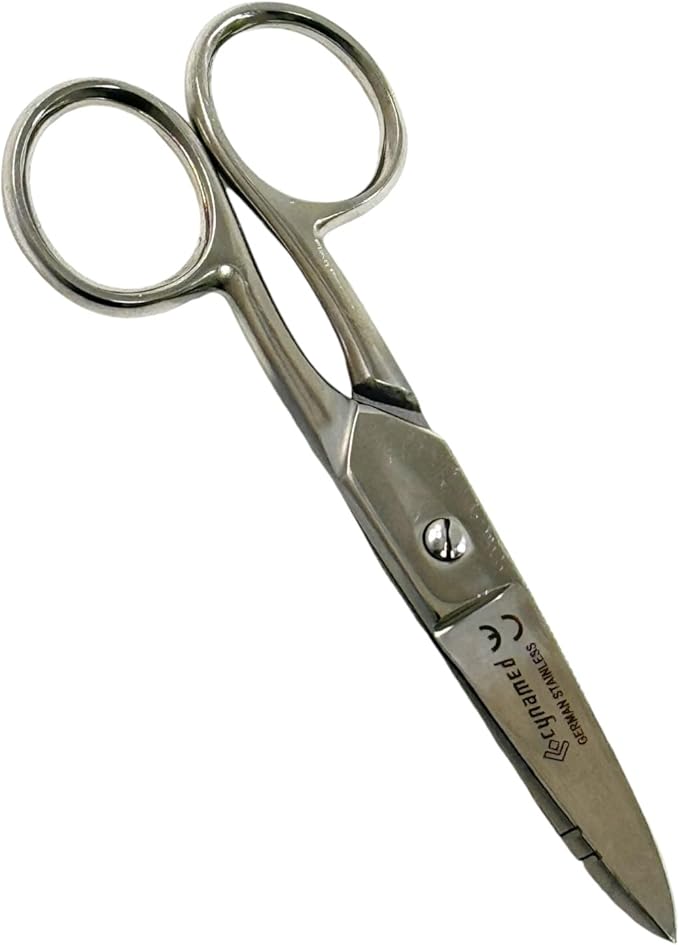 Electrical Wire Cutting and Stripping Scissors 5.25" Length | Electrician Electrical Repair Scissors | German Stainless Steel (Set of 2 - Blue + Silver)