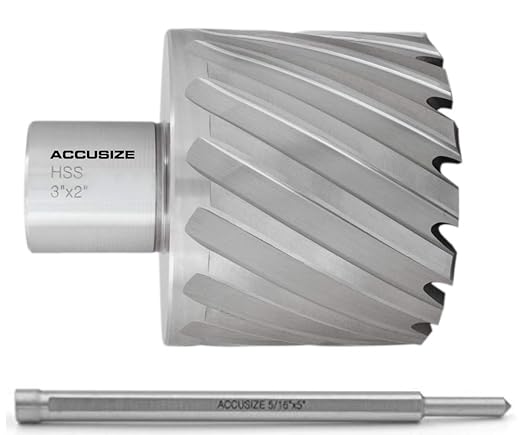 Accusize Industrial Tools H.S.S. Annular Cutter 2-7/8'' by 2'' Cutting Depth, with 1 Pc Pilot Pin, 2081-2051Pin