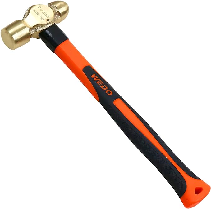 WEDO Brass Ball Peen Hammer with Fiberglass Handle,Ball Pein Hammer, 2lb, 340mm, 13.5"