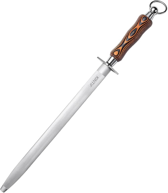 Honing Steel 12 inch Sharpening Steel, Professional Knife Sharpener, High Carbon, Fine Lines, High hardness, Flat Knife Honing Rod