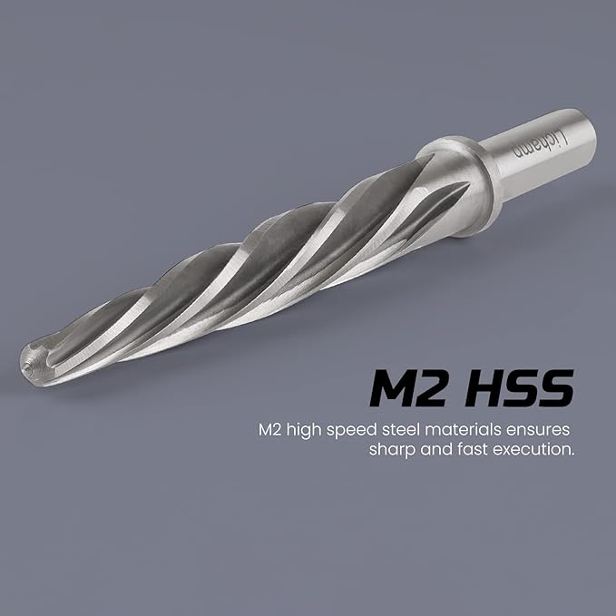 Lichamp 4 Piece Reamers Set for Metal, Taper Reamer Drill Bit for Steel for 3/8 1/2 5/8 3/4 inches Hole M2 HSS Chucking Bridge Steel Reamers