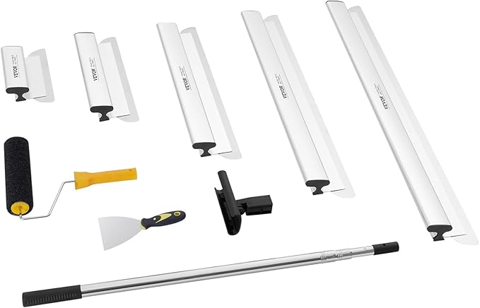 VEVOR Drywall Skimming Blade Set (10/16/24/32/40 inch) with 34-81.6 inch Extension Handle, Professional Stainless Steel Knife for Gyprock, WallBoard, and Plasterboard Skim Coating