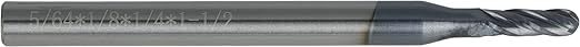 CME 5 pcs Micrograin Carbide End Mills, Ball Nose, TiAlN Coated, 5/64" Mill Diameter, 1/4" Length of Cut, 1 1/2" Overall Length, 4 Flute, Center Cutting