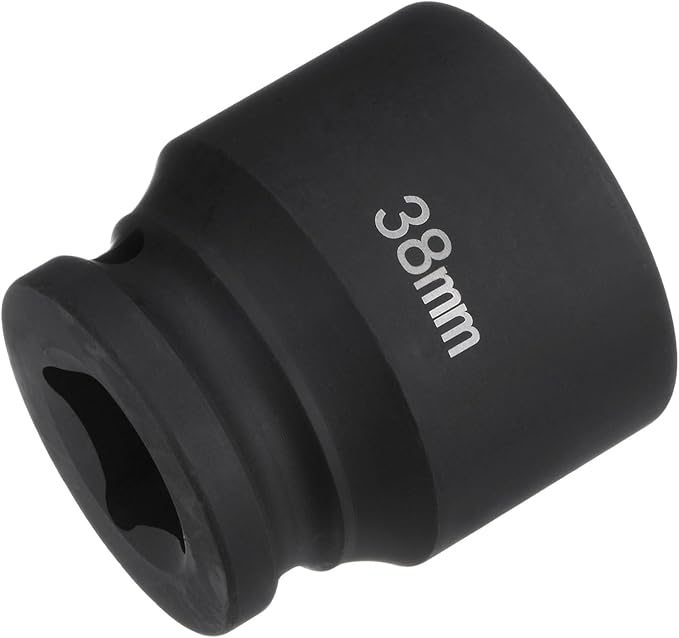 HARFINGTON 6-Point Impact Socket 3/4" Drive 38mm Metric 40Cr Alloy Steel Spindle Axle Nut Impact Socket