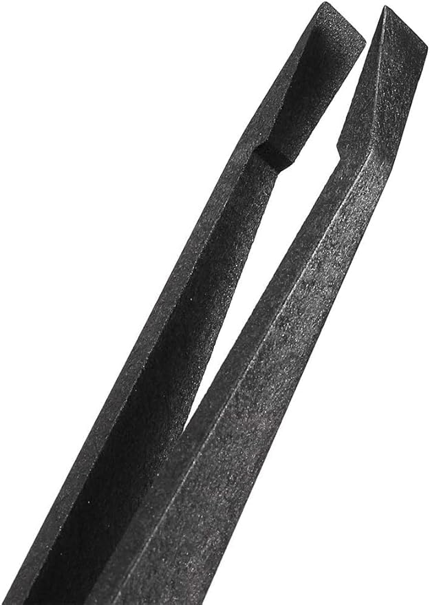 Black Plastic Slant Flat Tip Anti-static Tweezers 4.7 Inch Length 5pcs