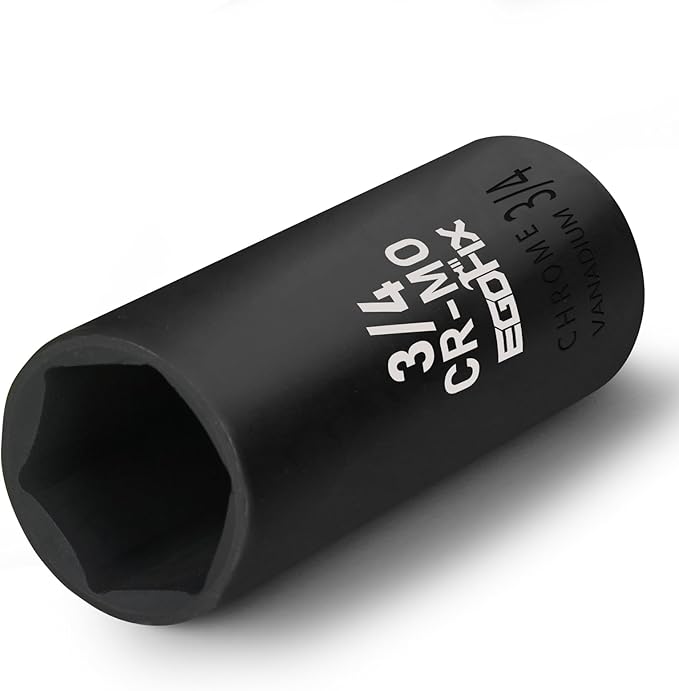 1/2" Drive Deep Impact Socket, 3/4 Inch SAE Socket, CR-MO 6 Point for Easy Removal of Axle Nut