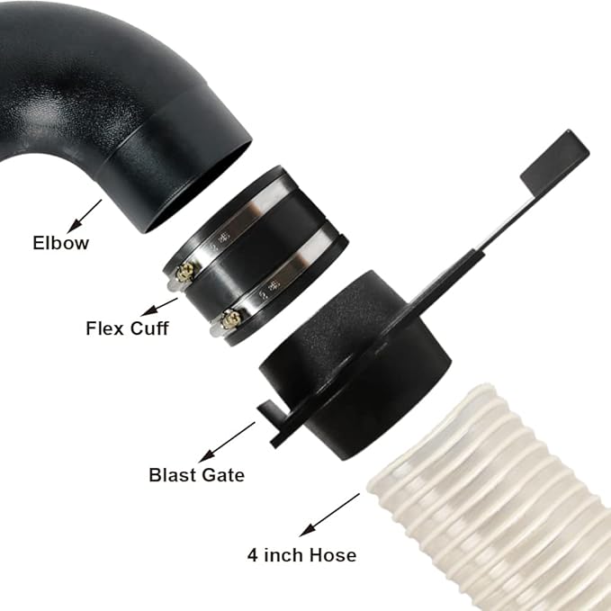O'SKOOL 2-1/2 Inch Dust Control Flex Cuff With Hose Clamps-2Pack, DC05