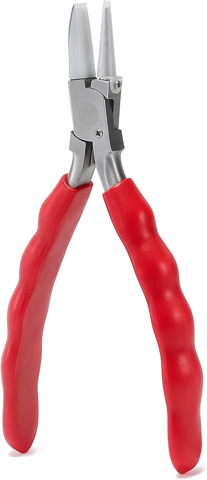 Bolgrona Stainless Steel Adjusting Eyeglasses Leg Tightness Half Round Plier Eyeglass Arms Frame Plier Glasses Repair Parts Tool (Red)