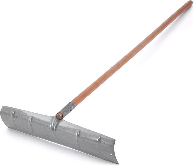 1 Pack 60 Inch Concrete Placer with 22 Inch Wide Steel Rake Head and Removable Wood Handle Concrete Rake Spreading Leveling Tool for Building Construction