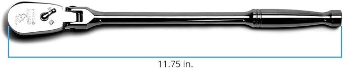 Capri Tools 3/8-Inch Drive Low Profile Flex-Head Ratchet, True 72-Tooth, 5-Degree Swing Arc, 180-Degree Flex-Head (CP12300FX)