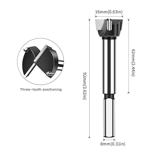 Forstner Drill Bits 16mm (5/8 inch) Tungsten Carbide Wood Hole Saw Auger Opener Woodworking Drilling Tool Wood Cutter