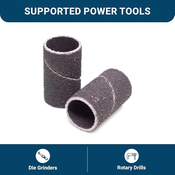 Benchmark Abrasives 1/2??x 1??Aluminum Oxide Sanding Bands, Spiral Bands Rotary Sander Attachment for Drill & Die Grinder, Metal Polishing Sanders for Woodworking - Sander Tool (10 Pack), 60 Grit
