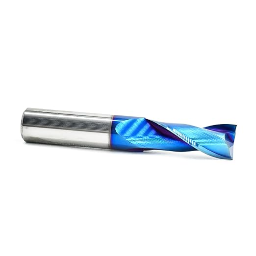 1/2 Shank Spiral Upcut Router Bit with Nano Blue Coating Carbide Two Flute Up Cut Router Bit for Wood MDF Aluminum Carving Engraving CNC Endmill 1/2 Cut Diameter, 1-1/4" CL, 3" OVL
