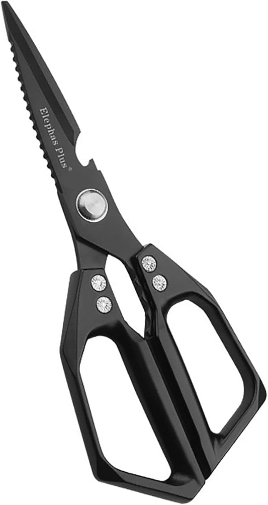 Multi-Purpose Rust Proof Kitchen Shears,Meat Scissors,Dishwasher Safe,Can be Used to Cut Vegetables, Chicken, Steak,Scrape Fish Scales, and Open Bottle Caps, etc(Black)