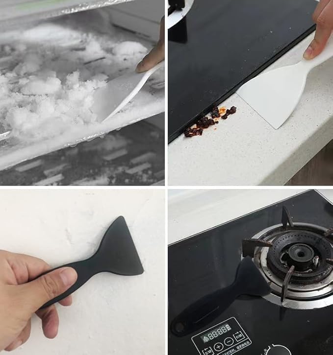 12pcs Thickened Scraper Tool Multiple Purposes Plastic Scraper Putty Knife removal shovel Tool Set ((Black & White)
