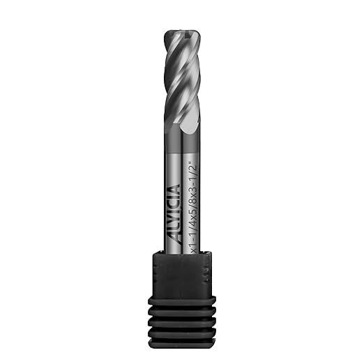 5/8" Carbide Corner Radius End Mills - 0.06" Corner Radius, AlTiN Coated, 4 Flute Endmill for Milling Alloy Steel, Cast Iron, Copper