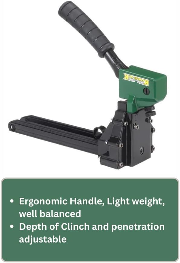 Klinch-Pak KP-CM Manual Carton Closing 1-1/4" C-Crown Top Stapler for 5/8" to 3/4" K-C Series Staples, Ideal for Folding Boxes, Complete Overlap and Other Corrugated Cardboard Applications