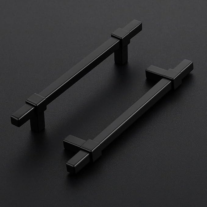 1 Pack Black Cabinet Handles - 5" Hole Center Cabinet Pulls Matte Black Drawer Pulls Cabinet Hardware Kitchen Handles for Cabinets