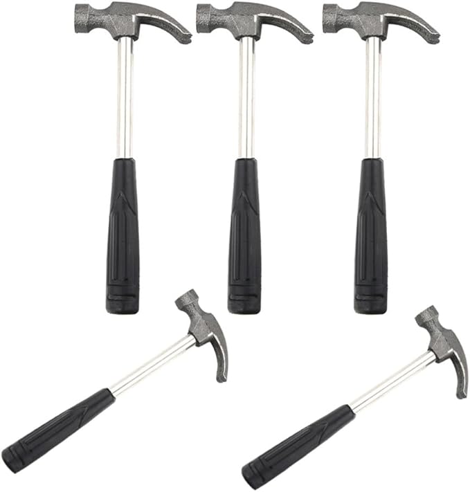DOITOOL 5PCS Mini Hammer, Mini Claw Hammer 4oz Hammer Rubber Handle Household Carpet Wall Nail Remover with Non-Slip Shock Absorber for Home Maintainance