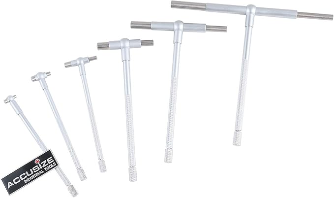 Accusize Industrial Tools Premium 5/16'' - 6", 6ps/Set Telescoping Gage Set, Satin Chrome Finished, 3602-5018