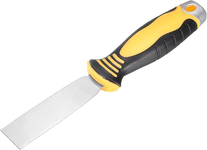 uxcell Putty Knife 1" High Carbon Steel Paint Scraper Flexible Drywall Repair Mud Knife for Removing Cement Wallpaper Mud Adhesive Taping with Metal Hammer End